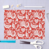 Rode Scandinavische kerstpatronen met vogels Tissuepapier (Craft)