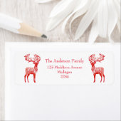 Rode Scandinavische rendieren Elegante Kerstmis Etiket (Insitu)