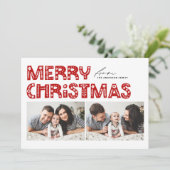 Rode Scandinavische Twee Foto Kerstmis Feestdagenkaart (Staand voorkant)