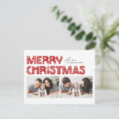 Rode Scandinavische twee foto's van Kerstmis Feestdagenkaart (Staand voorkant)