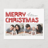 Rode Scandinavische twee foto's van Kerstmis Feestdagenkaart (Voorkant)