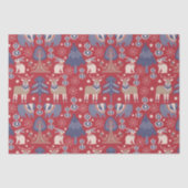 Rode Scandinavische winterrendierkonijn Tissuepapier (Voorkant)