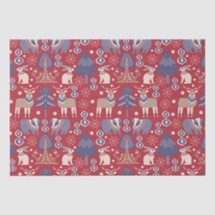 Rode Scandinavische winterrendierkonijn Tissuepapier