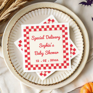 Rode Schaakbord Speciale Levering Babyfeestje Servet