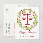 Rode schaal Holly Krans Eenvoudige Attorney Kerstm Feestdagenkaart (Voorkant / Achterkant)