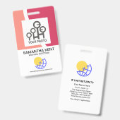 Rode Schaduw Golven Bedrijfsnaam Sjabloon Badge (Voor- en achterkant)