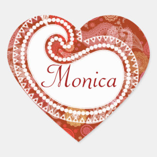 Rode scharlaken paisley hart sticker