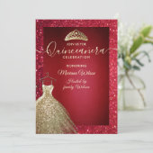 Rode schattige gouden sequenties kleden tiara Quin Kaart (Staand voorkant)