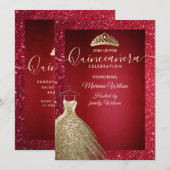 Rode schattige gouden sequenties kleden tiara Quin Kaart (Voorkant / Achterkant)