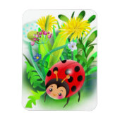 rode, schattige ladybug op een achtergrond van gra magneet (Verticaal)