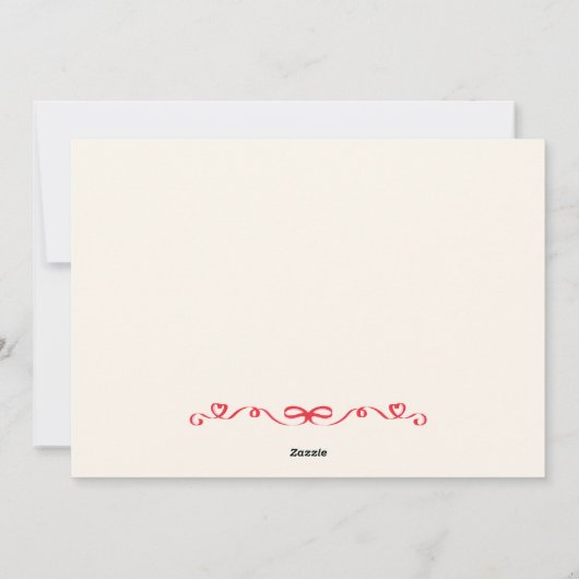 Rode schattige verjaardagstaart hart boog feestdagenkaart (Achterkant)