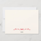 Rode schattige verjaardagstaart hart boog feestdagenkaart (Achterkant)