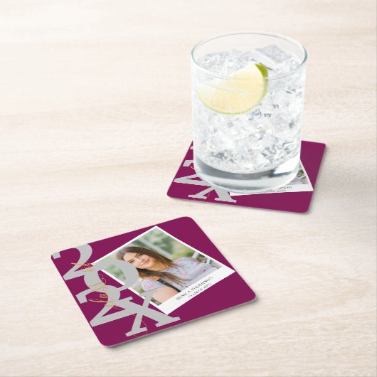 Rode Schattigee Klasse van 2025 Photo Graduation P Kartonnen Onderzetters (Insitu)