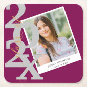 Rode Schattigee Klasse van 2025 Photo Graduation P Kartonnen Onderzetters (Voorkant)