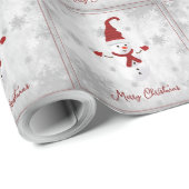 Rode Schattigee Sneeuwman Kerst Wrapping Paper Cadeaupapier (Rol Hoek)