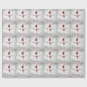 Rode Schattigee Sneeuwman Kerst Wrapping Paper Cadeaupapier (Vlak)