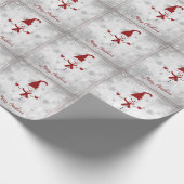 Rode Schattigee Sneeuwman Kerst Wrapping Paper Cadeaupapier (Hoek)
