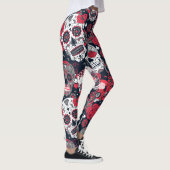 Rode schedel bloemmotief leggings (Rechts)