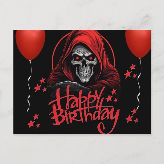 Rode schedel briefkaart (Voorkant)