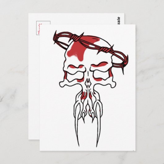 rode schedel briefkaart (Voorkant / Achterkant)