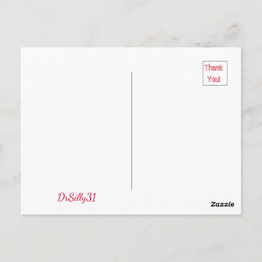 rode schedel briefkaart (Achterkant)