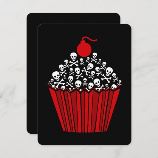 +{ Rode schedel cupcake }+ Kaart (Voorkant / Achterkant)