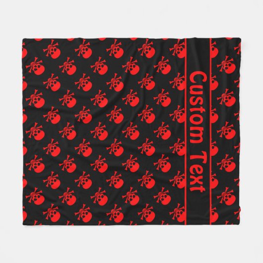 Rode schedel en snijwbotten met aangepaste tekst fleece deken (Voorkant (Horizontaal))