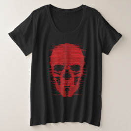 Rode Schedel Glitch Kunst Grote Maat T-shirt