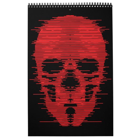 Rode Schedel Glitch Kunst Kalender (Hoes)