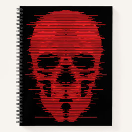 Rode Schedel Glitch Kunst Notitieboek