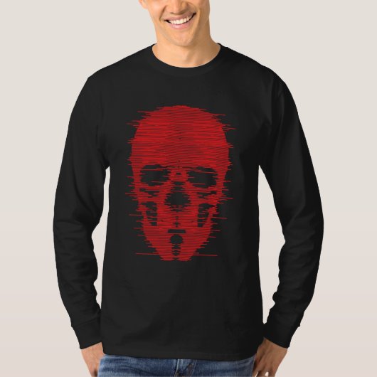 Rode Schedel Glitch Kunst T-shirt (Voorkant)