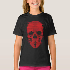 Rode Schedel Glitch Kunst T-shirt