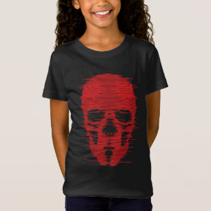 Rode Schedel Glitch Kunst T-shirt