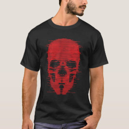 Rode Schedel Glitch Kunst T-shirt