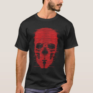 Rode Schedel Glitch Kunst T-shirt