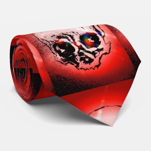 Rode schedel hand tekening aangepaste Stropdas (Opgerold)