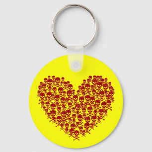 Rode Schedel Hart Sleutelhanger