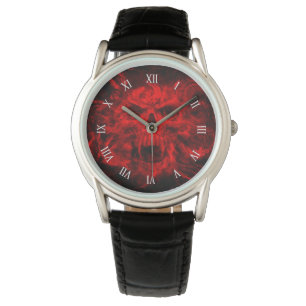 Rode schedel hoofd spot horloge