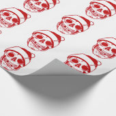 Rode schedel in Santa Hat Glossy Cadeaupapier (Hoek)