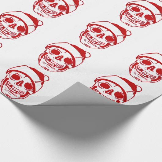 Rode schedel in Santa Hat Glossy Cadeaupapier (Hoek)