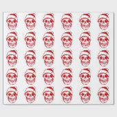 Rode schedel in Santa Hat Glossy Cadeaupapier (Vlak)