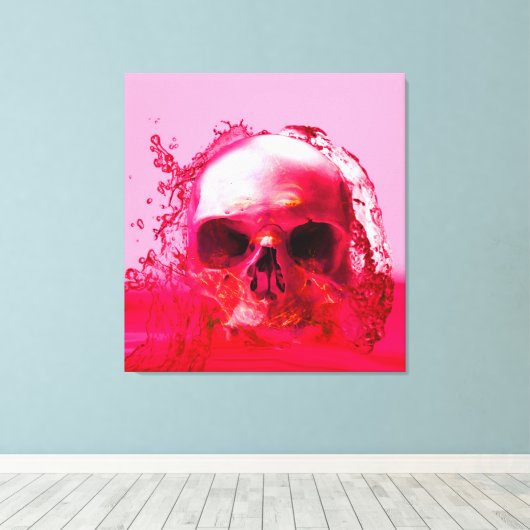 Rode schedel in water canvas afdruk (Insitu (Houten vloer))