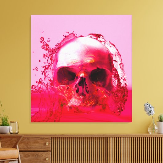 Rode schedel in water canvas afdruk (Insitu (Woonkamer))