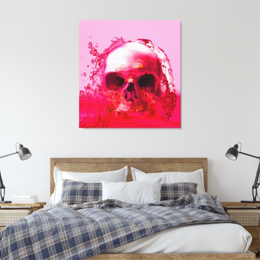 Rode schedel in water canvas afdruk (Insitu (Slaapkamer))