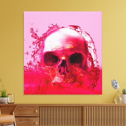 Rode schedel in water canvas afdruk (Insitu (Woonkamer))