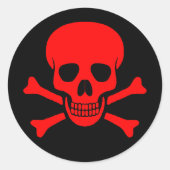 Rode Schedel & Kruisbeenderen Sticker (Voorkant)