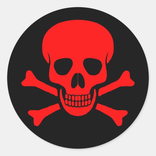 Rode Schedel & Kruisbeenderen Sticker (Voorkant)