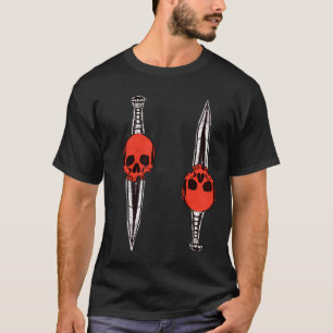 Rode schedel mes t-shirt