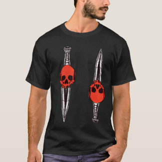 Rode schedel mes t-shirt