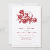 Rode schedel Rozen Gotische bruiloft Vrijgezellenf Kaart (Voorkant)